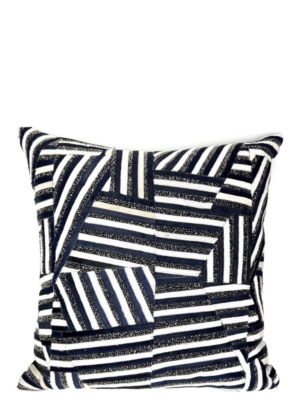 Callisto Home Decorative Throw Pillow Beaded Hyde Fur Blue Cream White New